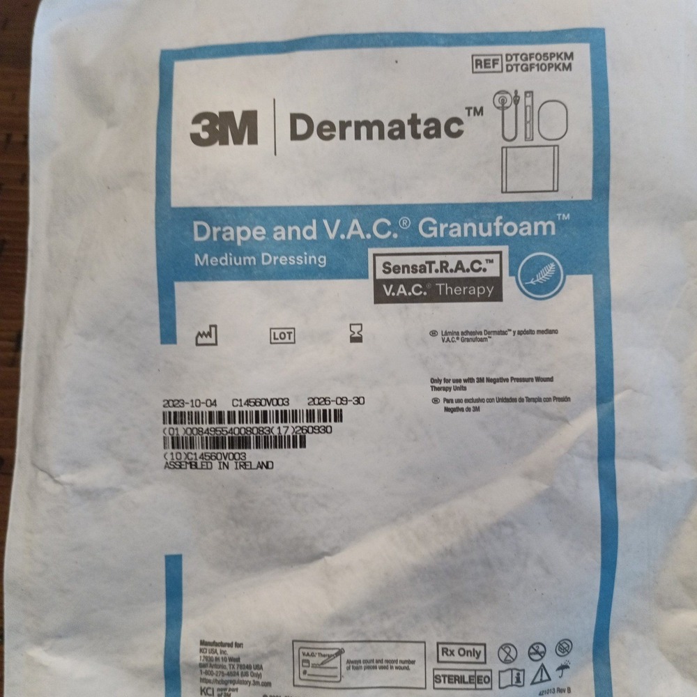 Lot of 6 3M Dermatac Drape V.A.C. GranuFoam Medium Dressing SensaT.R.A.C. Sealed